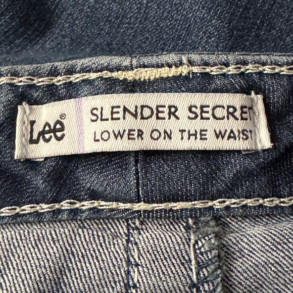 Lee SZ 12 Medium Slender Secret Jean Capris Mid-Rise Stretch Zip-Fly Pocket Blue - Picture 8 of 10